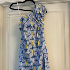 Lily Pulitzer one-shoulder butterfly print dress